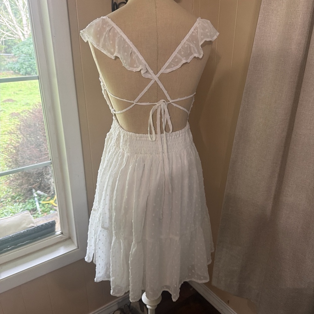 Lulu's White Backless Ruffle Dress - Picture 2 of 5